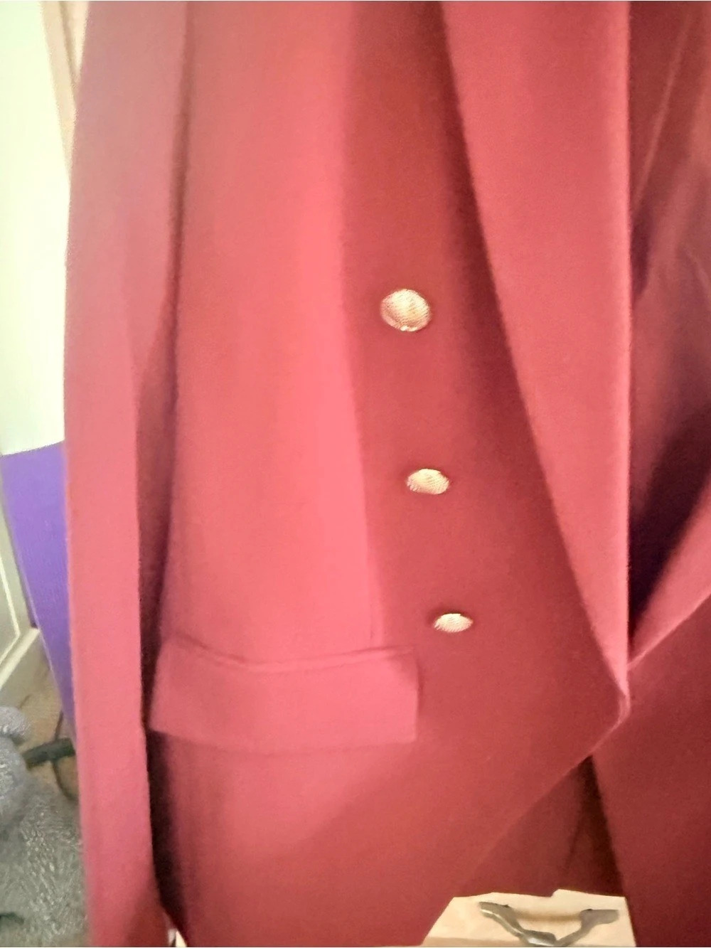 Elie Tahari Double-Breasted Blazer in Burgundy Size 6 NWT - Picture 11 of 15